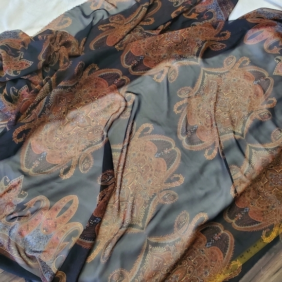 Paisley Printed See Through Cover Up Shawl RAW Hem - Picture 3 of 8